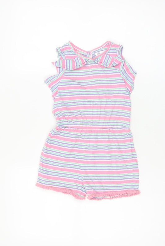 V by Very Girls Multicoloured Striped Cotton Playsuit 4-5 Years Sleeveless