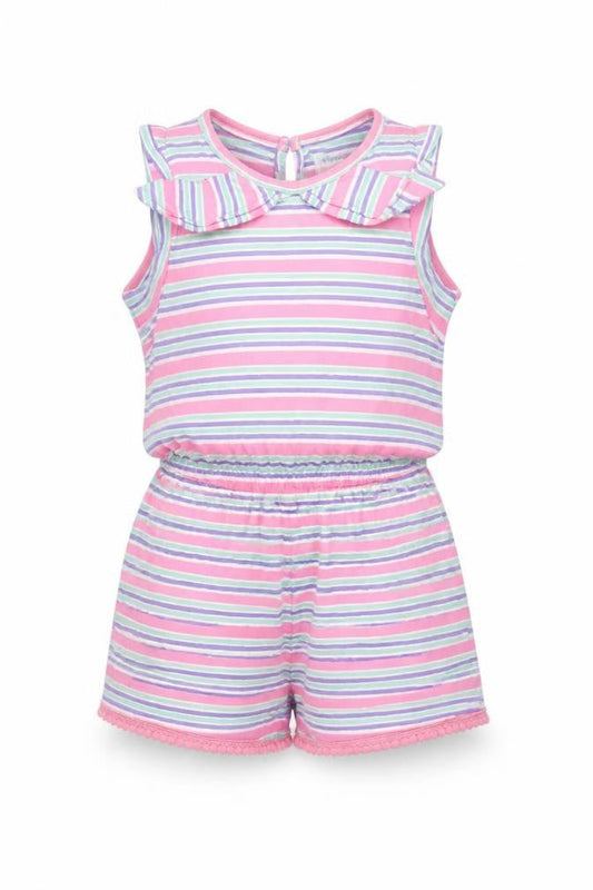 V by Very Girls Multicoloured Striped Cotton Playsuit 4-5 Years Sleeveless