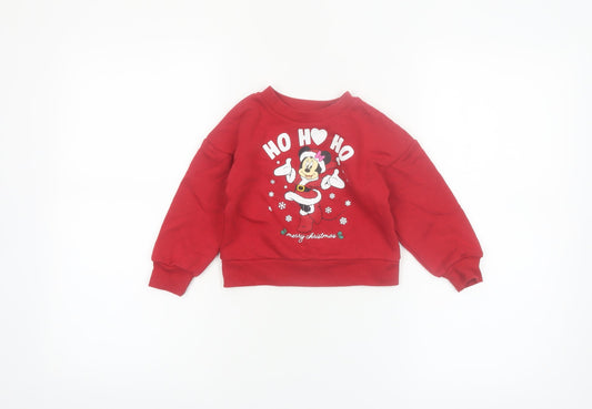 Disney Minnie Mouse Red Christmas Sweatshirt 18-24M Primark Baby Jumper