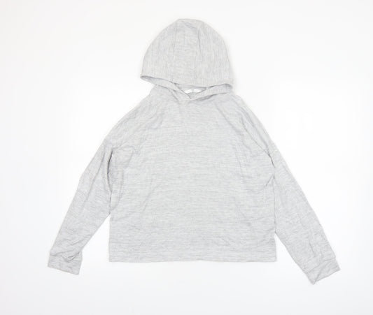 Marks & Spencer Girls Grey Long Sleeve Hooded Pullover Jumper 12-13 Years