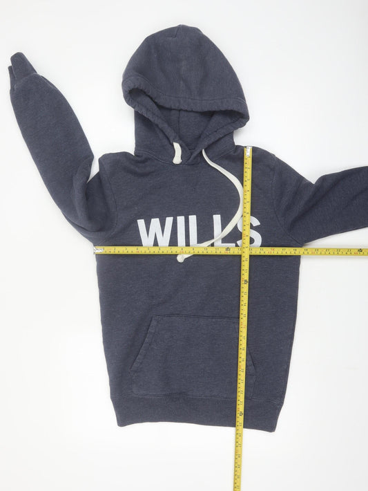 Jack Wills Men's Blue Pullover Hoodie Size S Logo Graphic Fleece