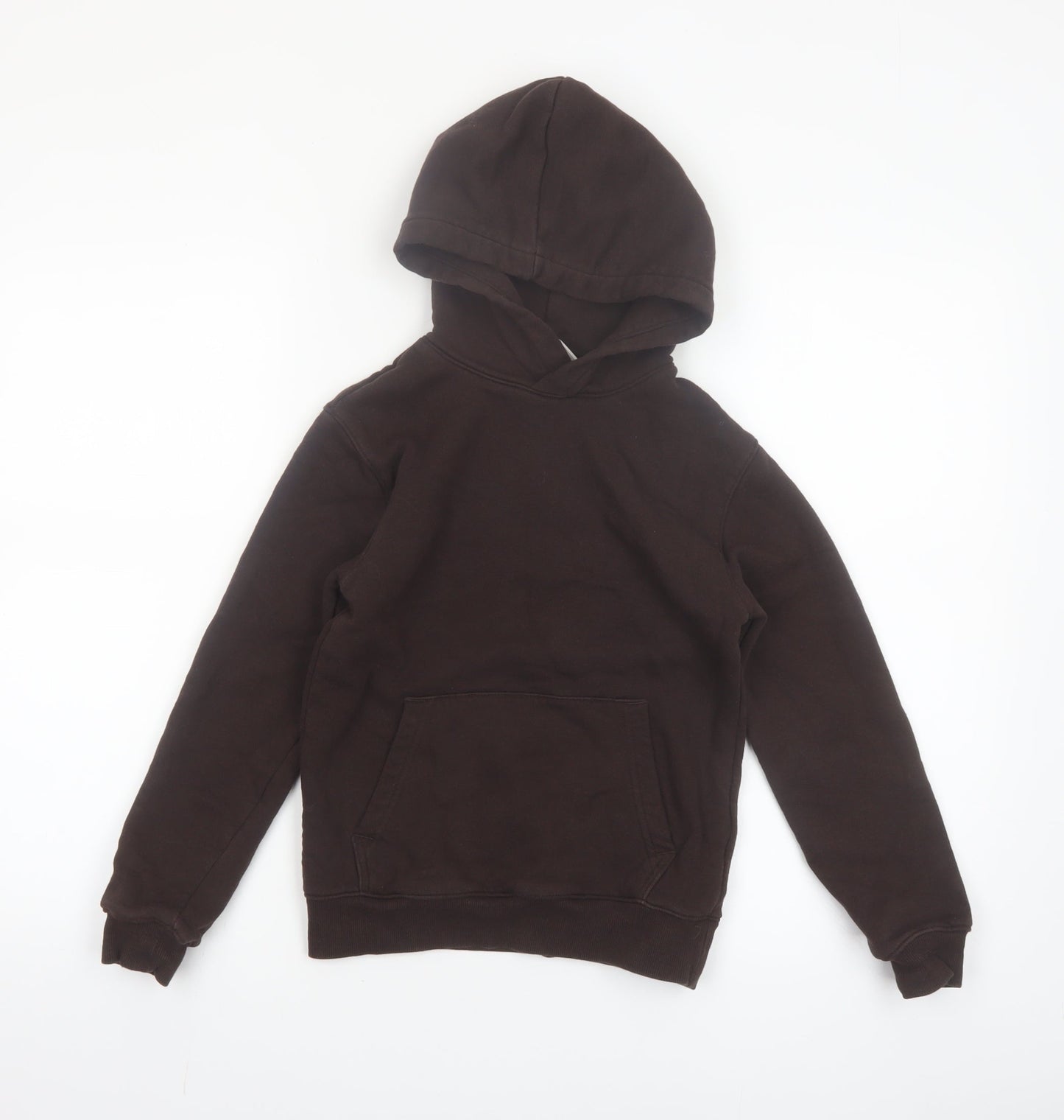 H&M Boys Brown Pullover Hoodie 9-10 Years Soft Cotton Blend Casual