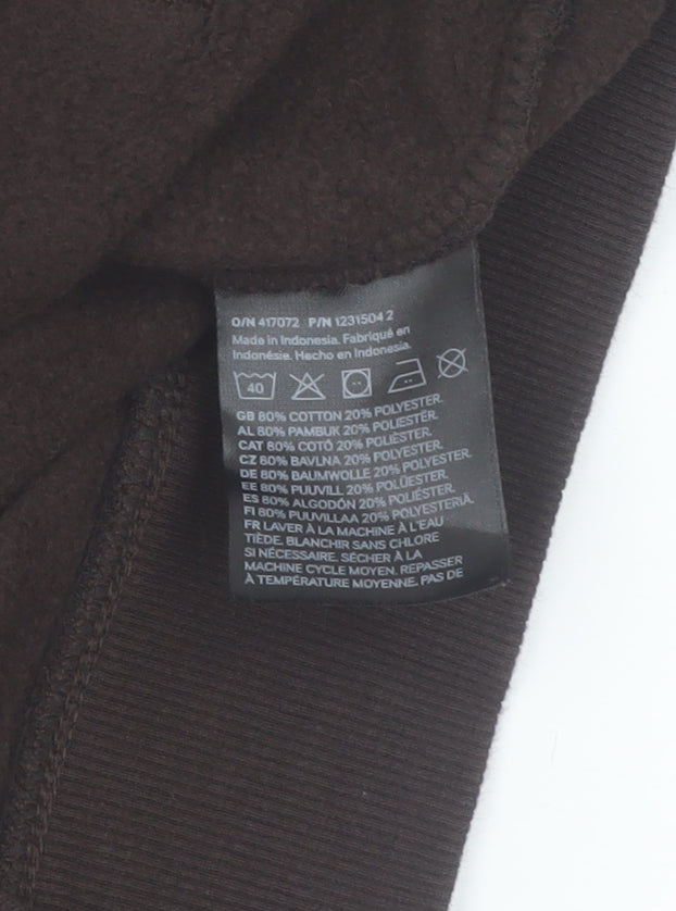 H&M Boys Brown Pullover Hoodie 9-10 Years Soft Cotton Blend Casual