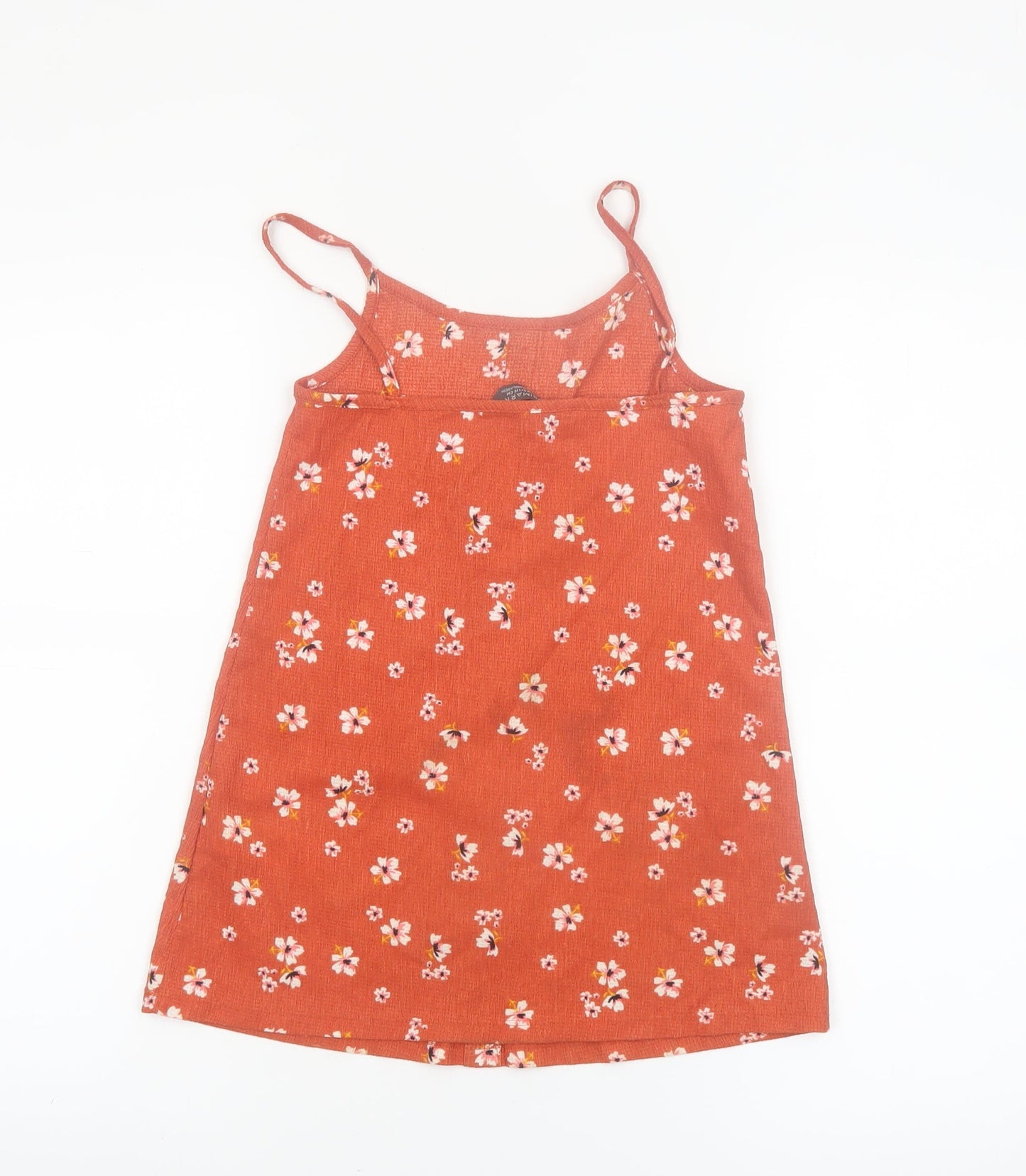 Primark Girls Orange Floral Button Pinafore Dress 5-6 Years