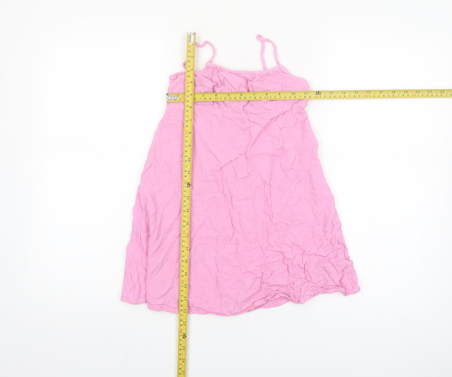 Primark Girls Pink Cotton Sleeveless Smocked Summer Tank Dress 8-9 Years
