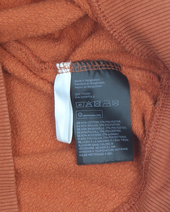 H&M Boys Orange Tiger Print Crew Neck Sweatshirt 8-10 Years Cotton Blend