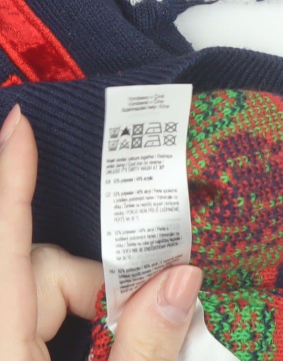 Marvel Boys Blue Fair Isle Pullover Jumper 18–24 Months Long Sleeve Winter