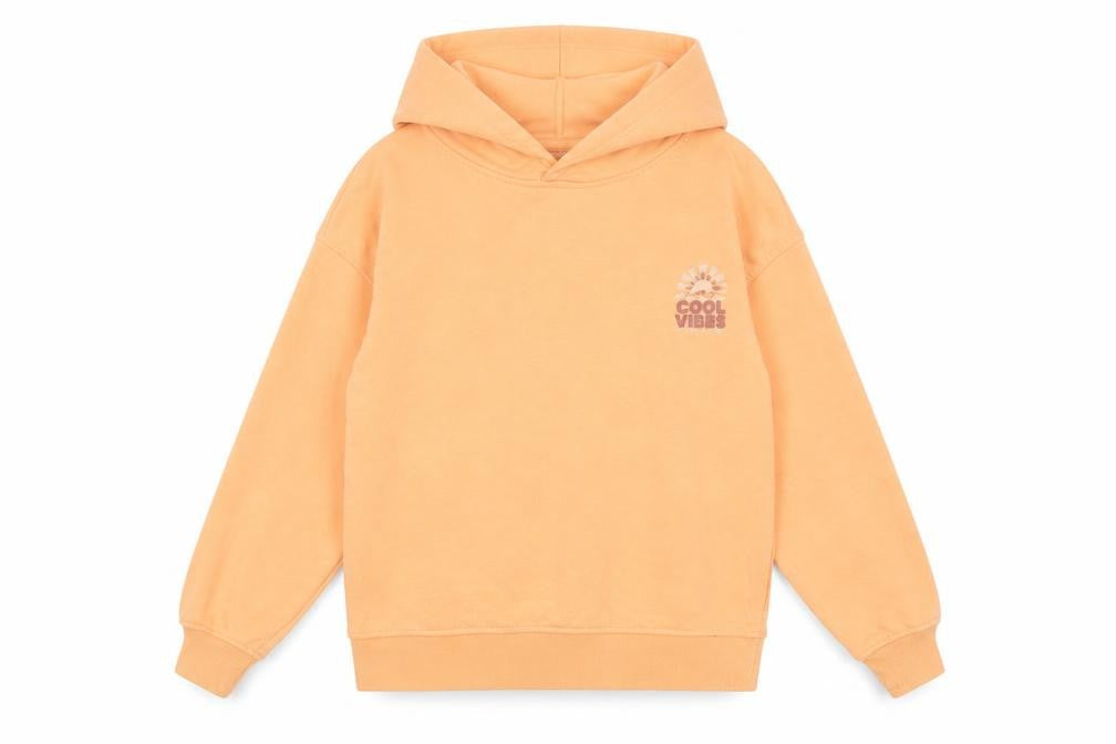 Dunnes Girls Orange Pullover Hoodie 8-9 Years Cool Vibes Print
