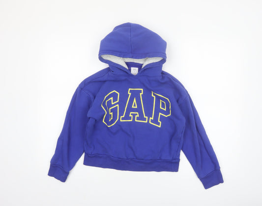 GAP Kids Blue Pullover Hoodie Boys M (8) Logo Print Fleece Sweatshirt