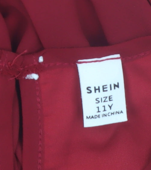 SHEIN Girls Red Sequin Chiffon Party Hi-Low Dress 11 Years