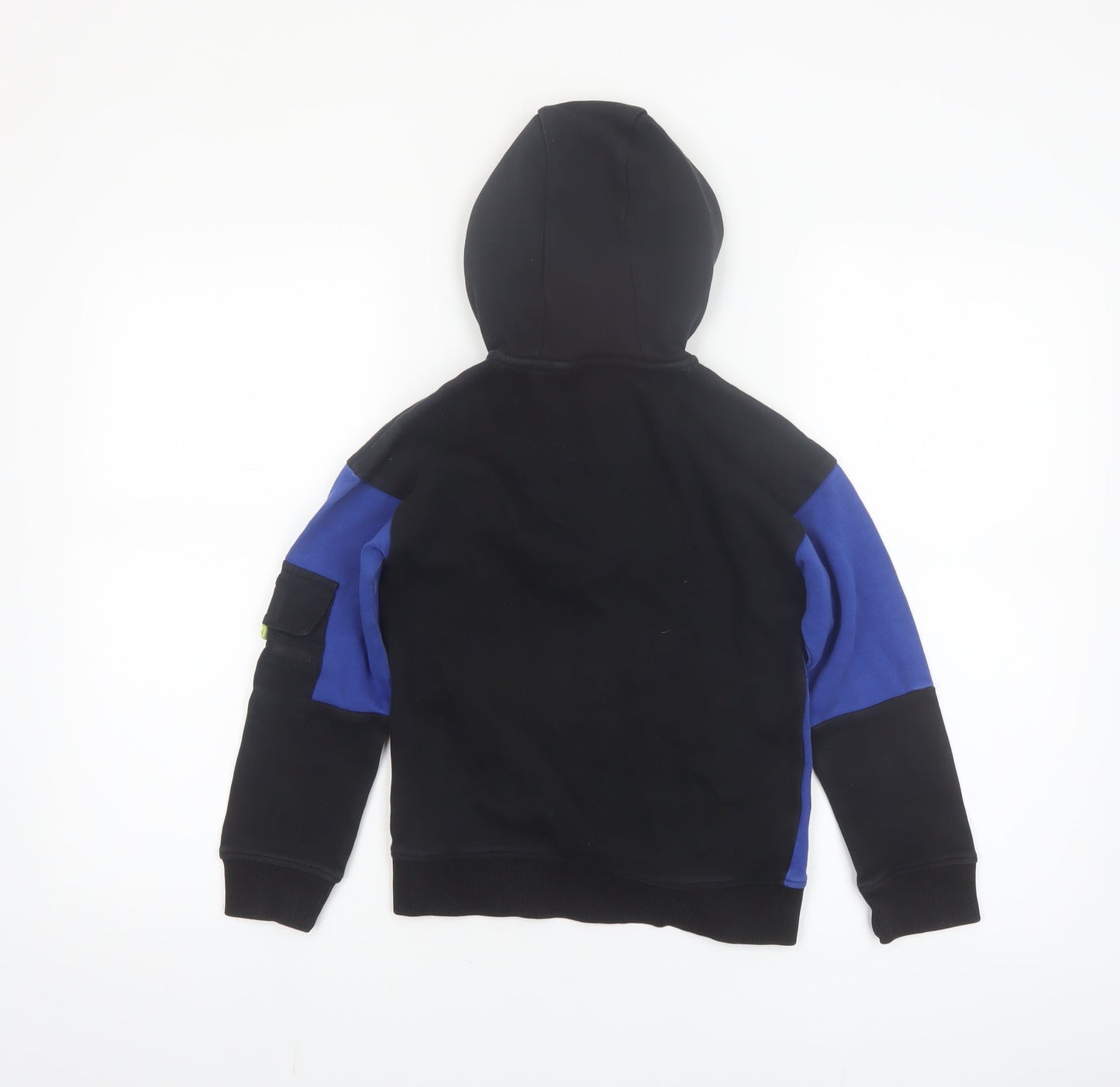 Nutmeg Boys Black Blue 7-8 Years 1/2 Zip Hoodie Colourblock Cotton Blend