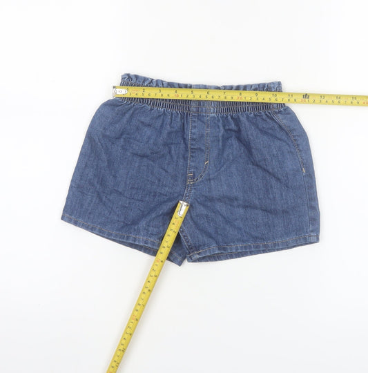 H&M Girls Blue Denim Chino Shorts 6-7 Years Elastic Waist Casual Summer