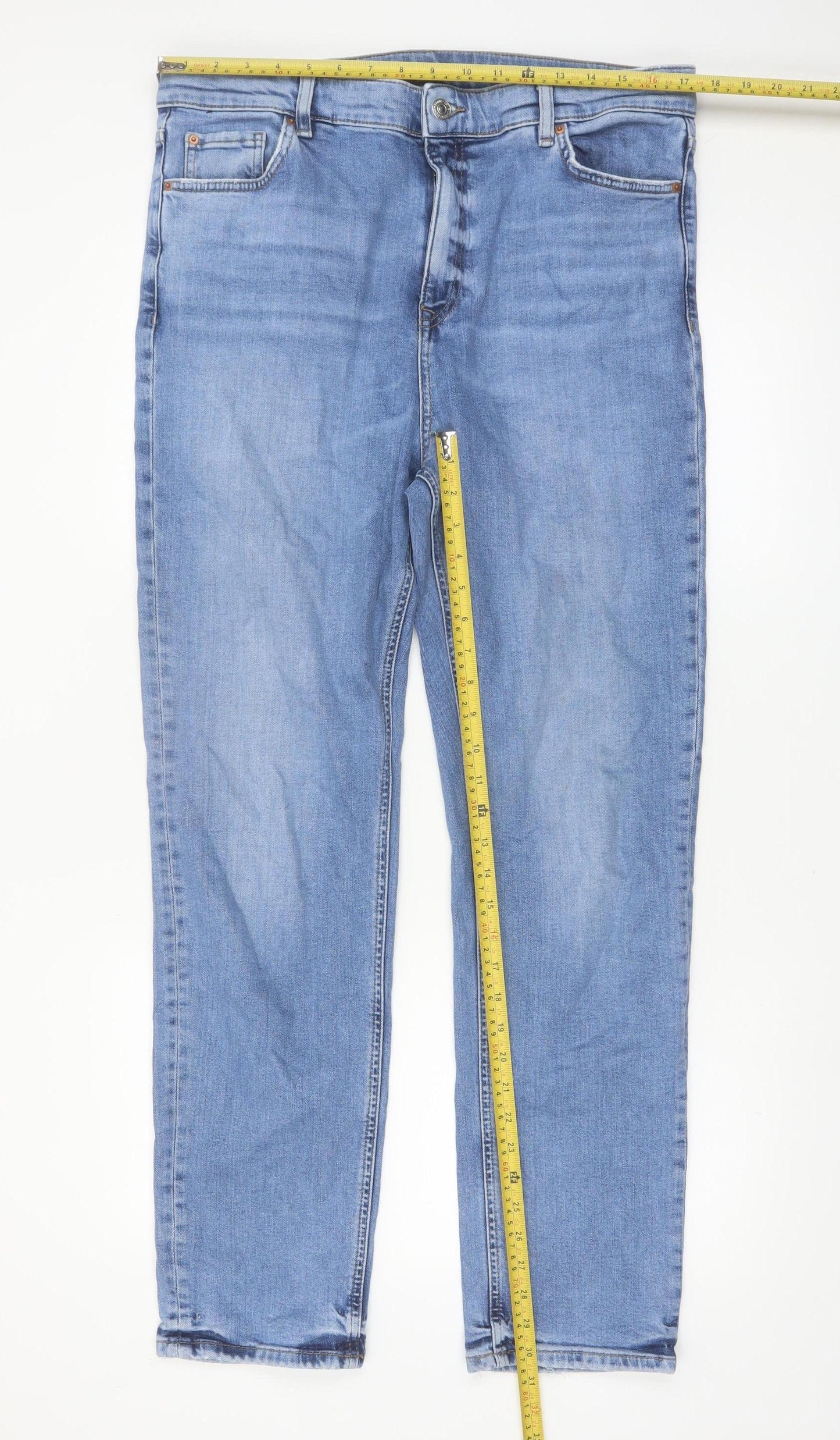Marks and Spencer Women's Blue Slim Straight Jeans Size 16 Regular