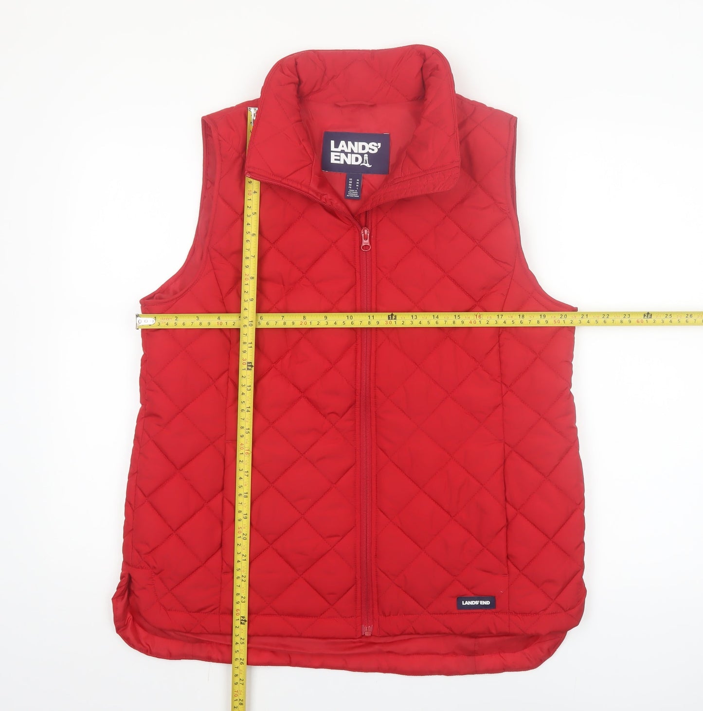 Lands' End Women's Red Quilted Padded Waistcoat M