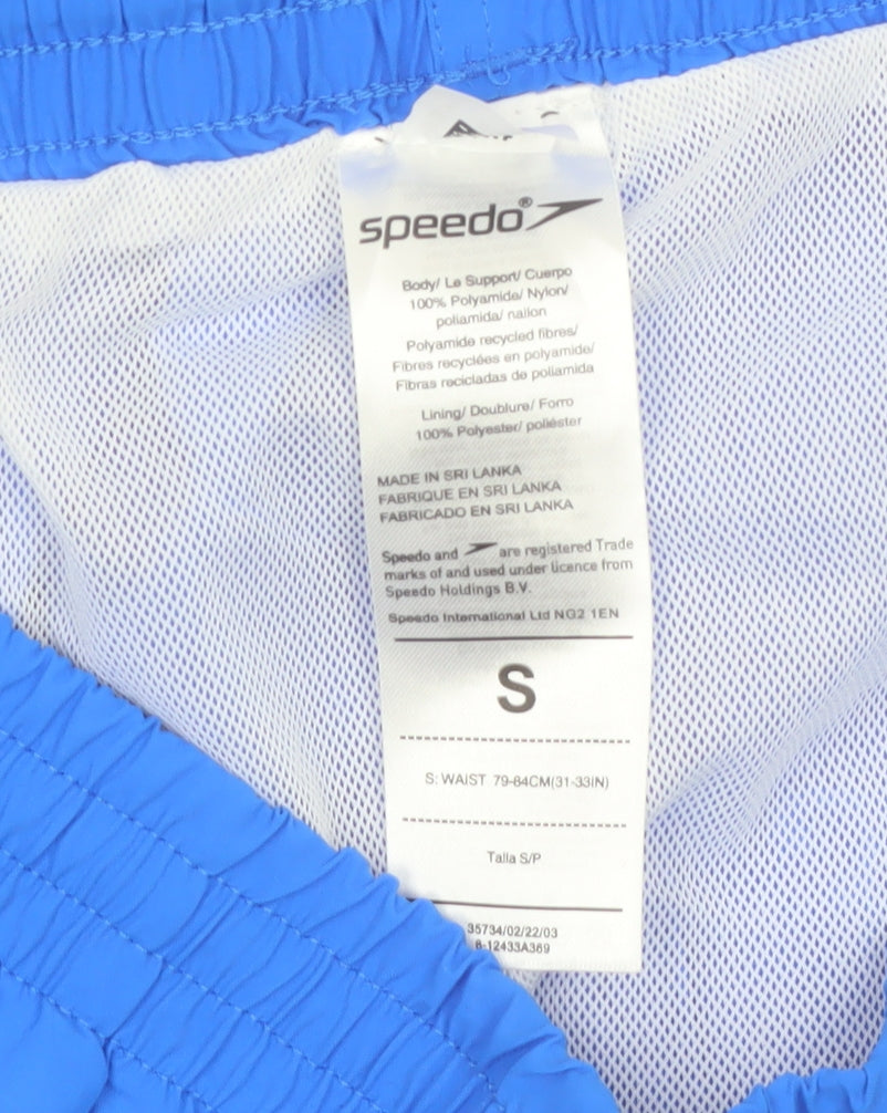 Speedo Men Blue Swim Shorts S Polyamide Quick Dry Elastic Waist