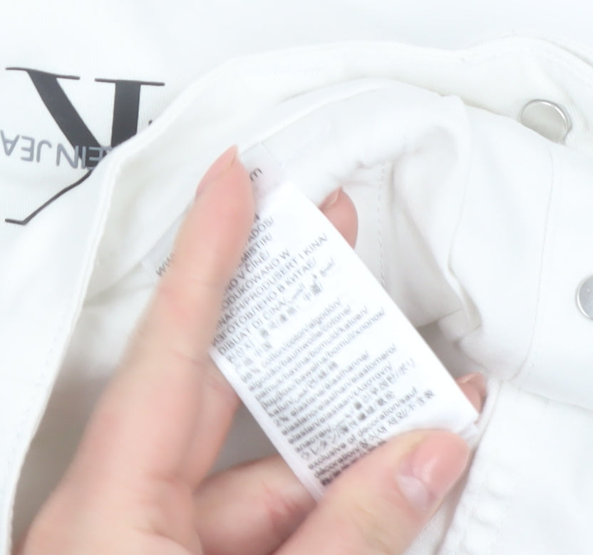 Calvin Klein Jeans Womens White XS Denim Button Skirt