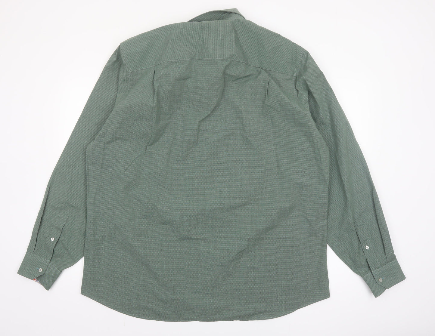 Next Men's Green Regular Fit Long Sleeve Button-Up Shirt Size 18