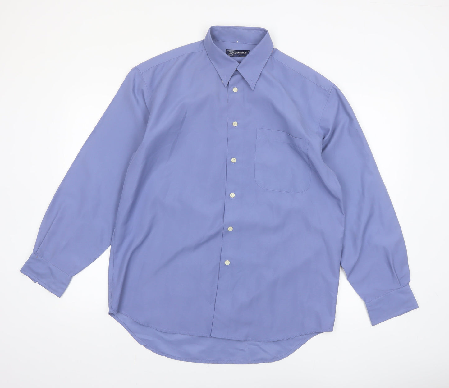 Whispering Smith Men's Blue Long Sleeve Polyester Button-Up Shirt M
