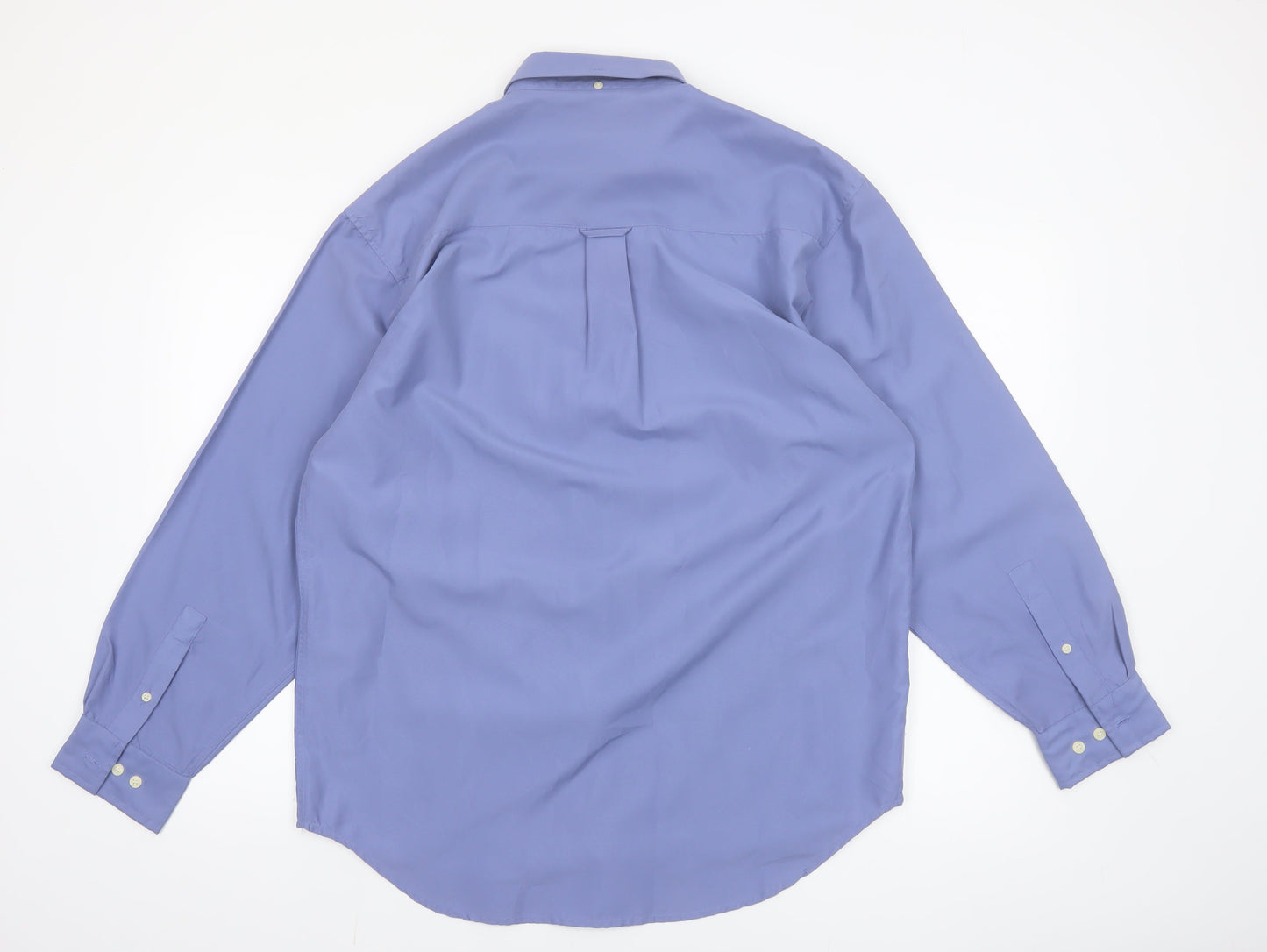 Whispering Smith Men's Blue Long Sleeve Polyester Button-Up Shirt M