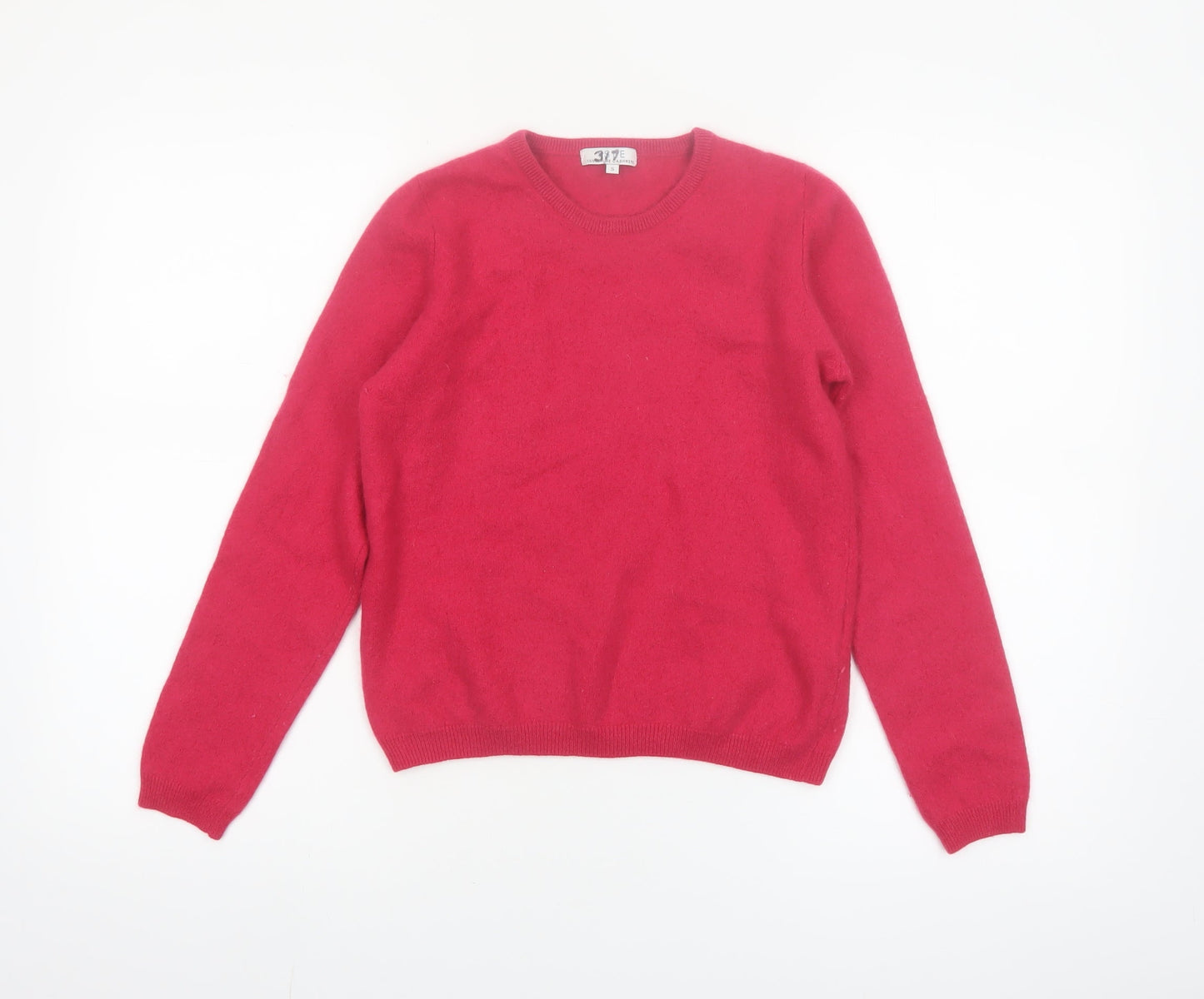 EWM Women Red 100% Cashmere Crew Neck Pullover Jumper Size S