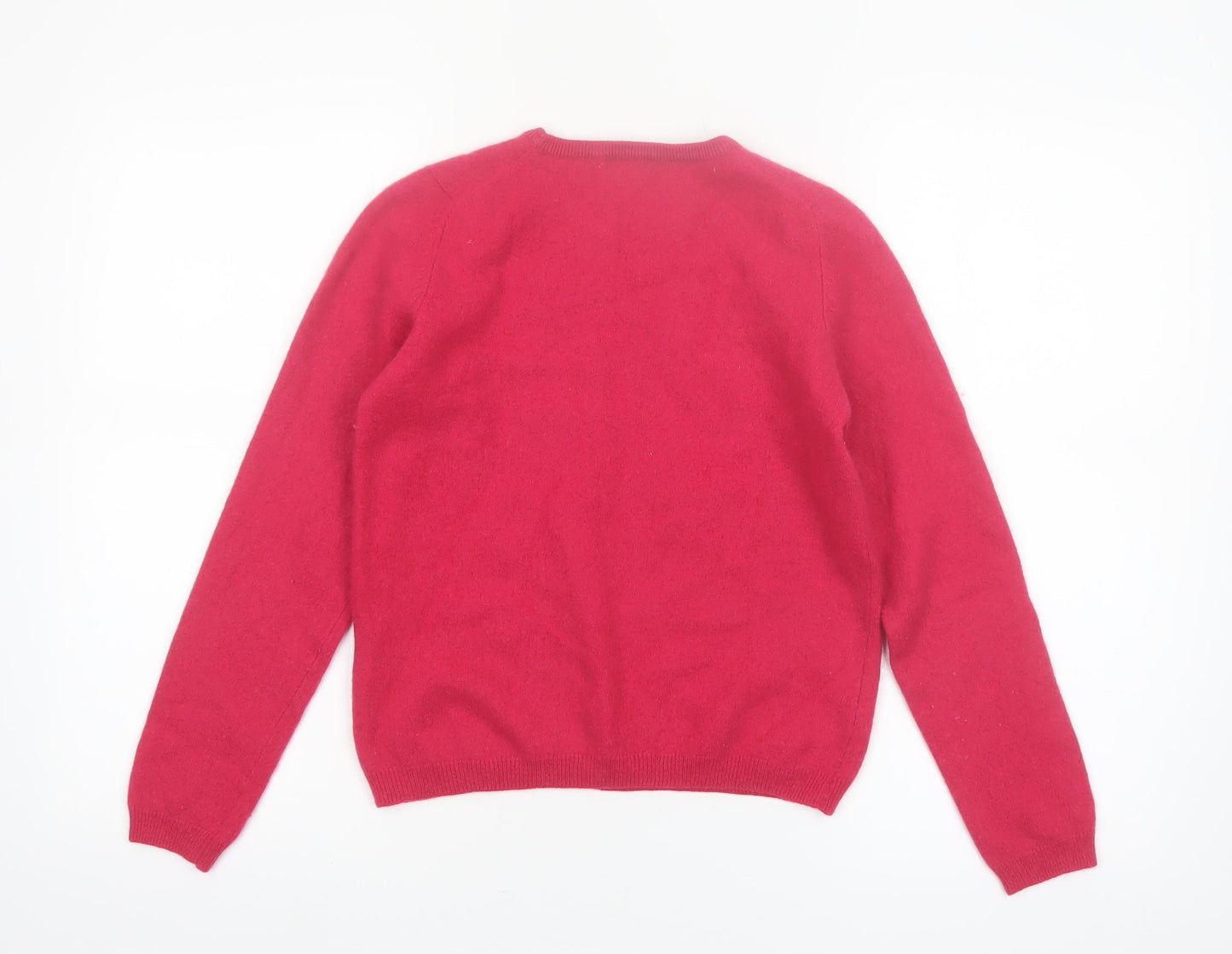 EWM Women Red 100% Cashmere Crew Neck Pullover Jumper Size S