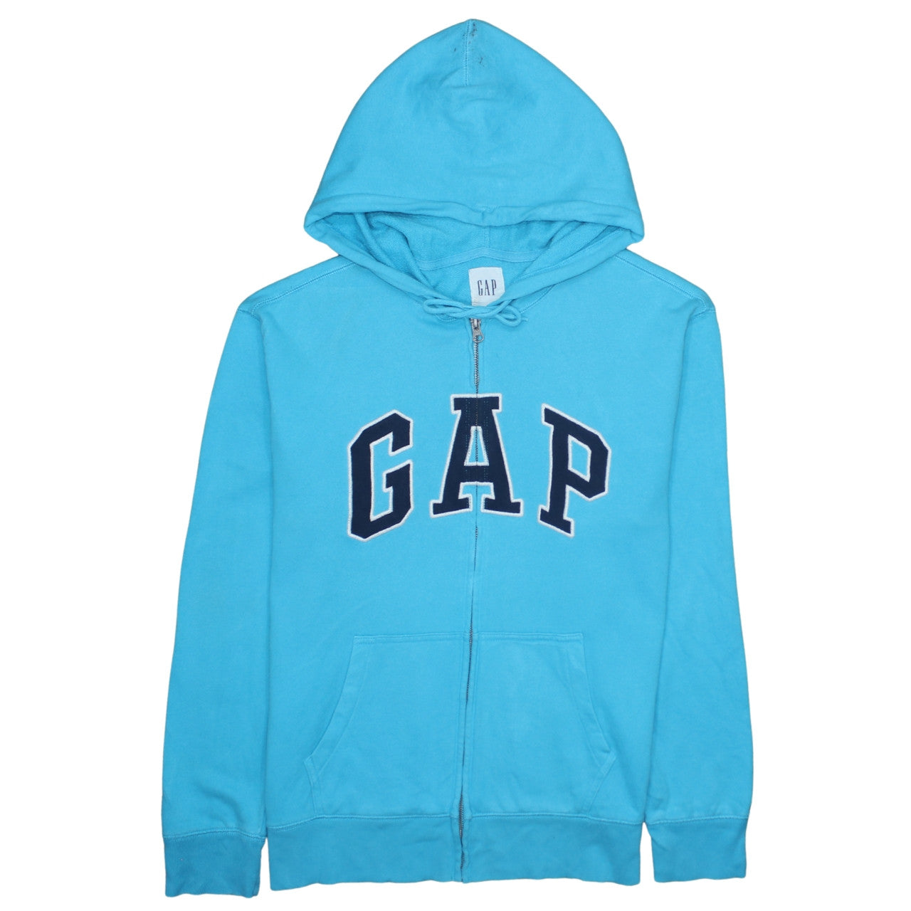 GAP Women Blue Full Zip Hoodie L Cotton Blend Casual