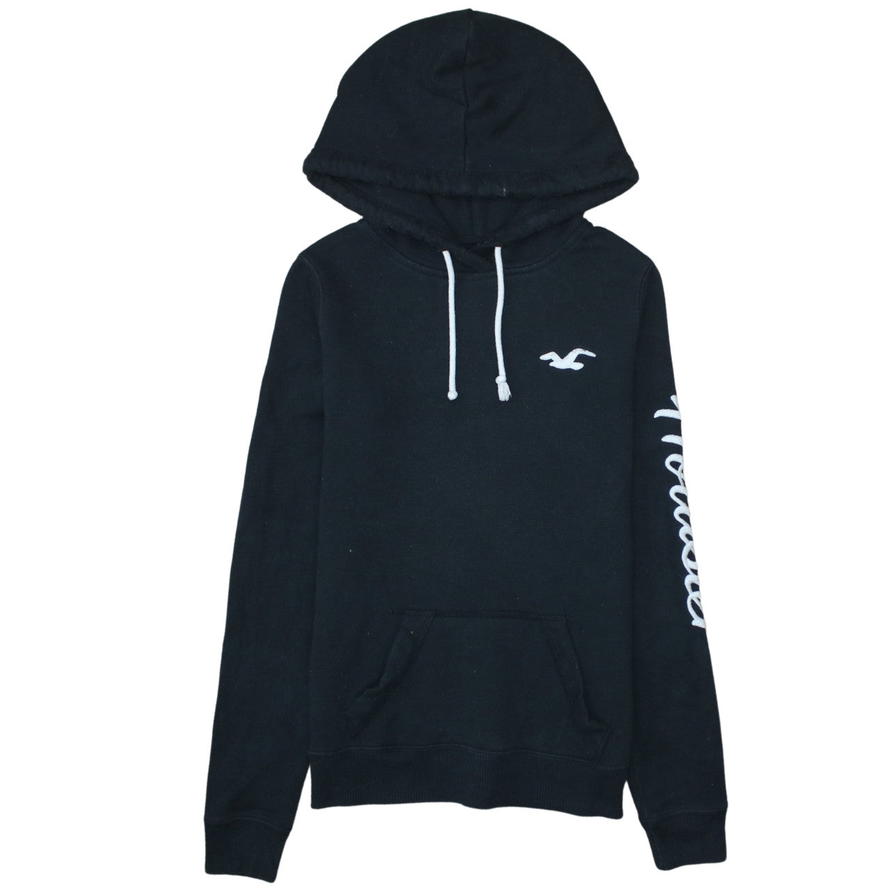 Hollister Womens Black XS Pullover Hoodie with Logo Detail