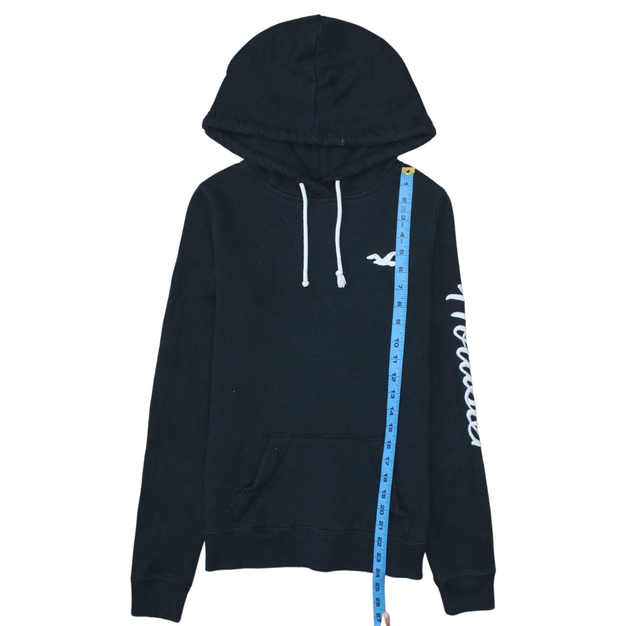 Hollister Womens Black XS Pullover Hoodie with Logo Detail