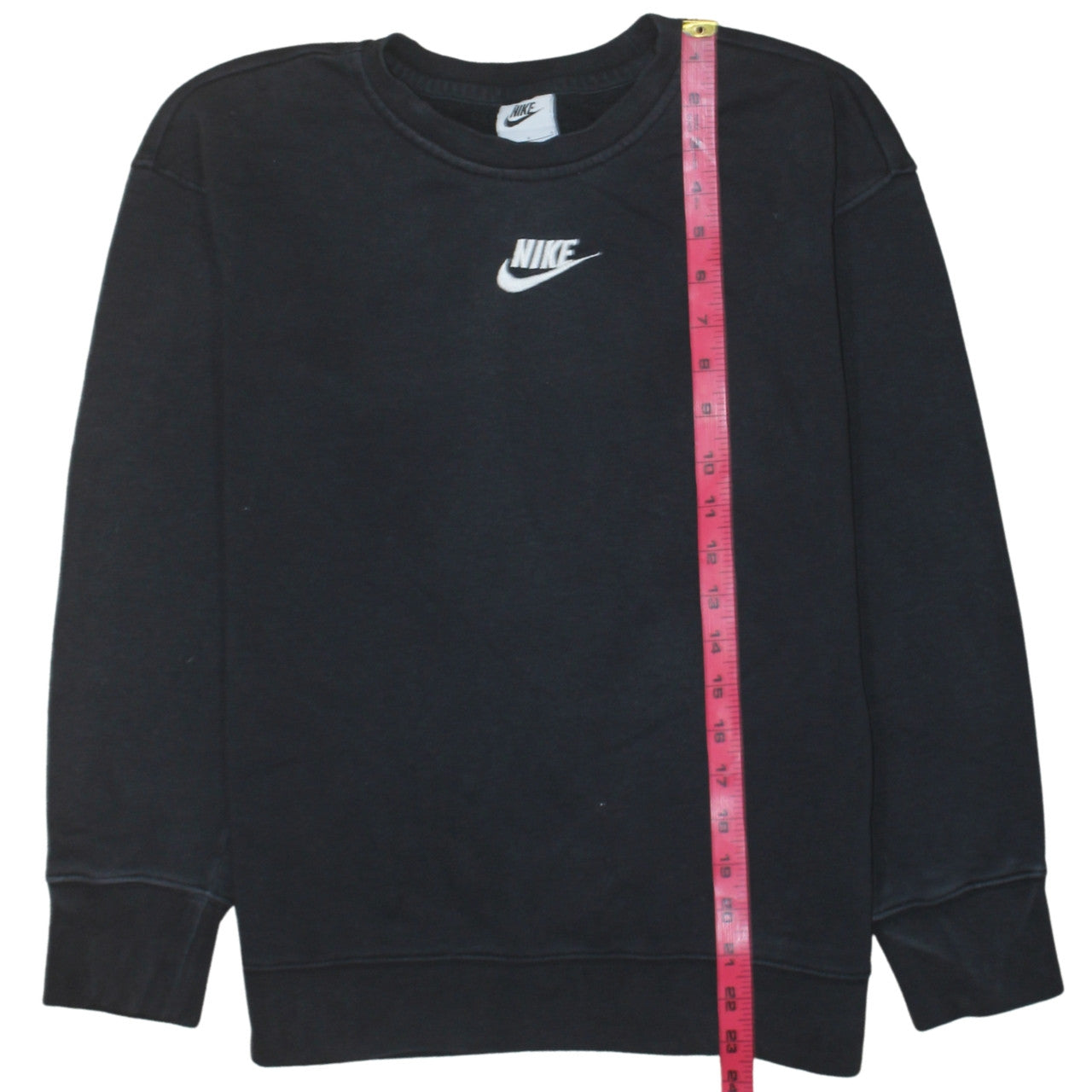 Nike Boys Black Pullover Sweatshirt L (146) Crew Neck Fleece Logo