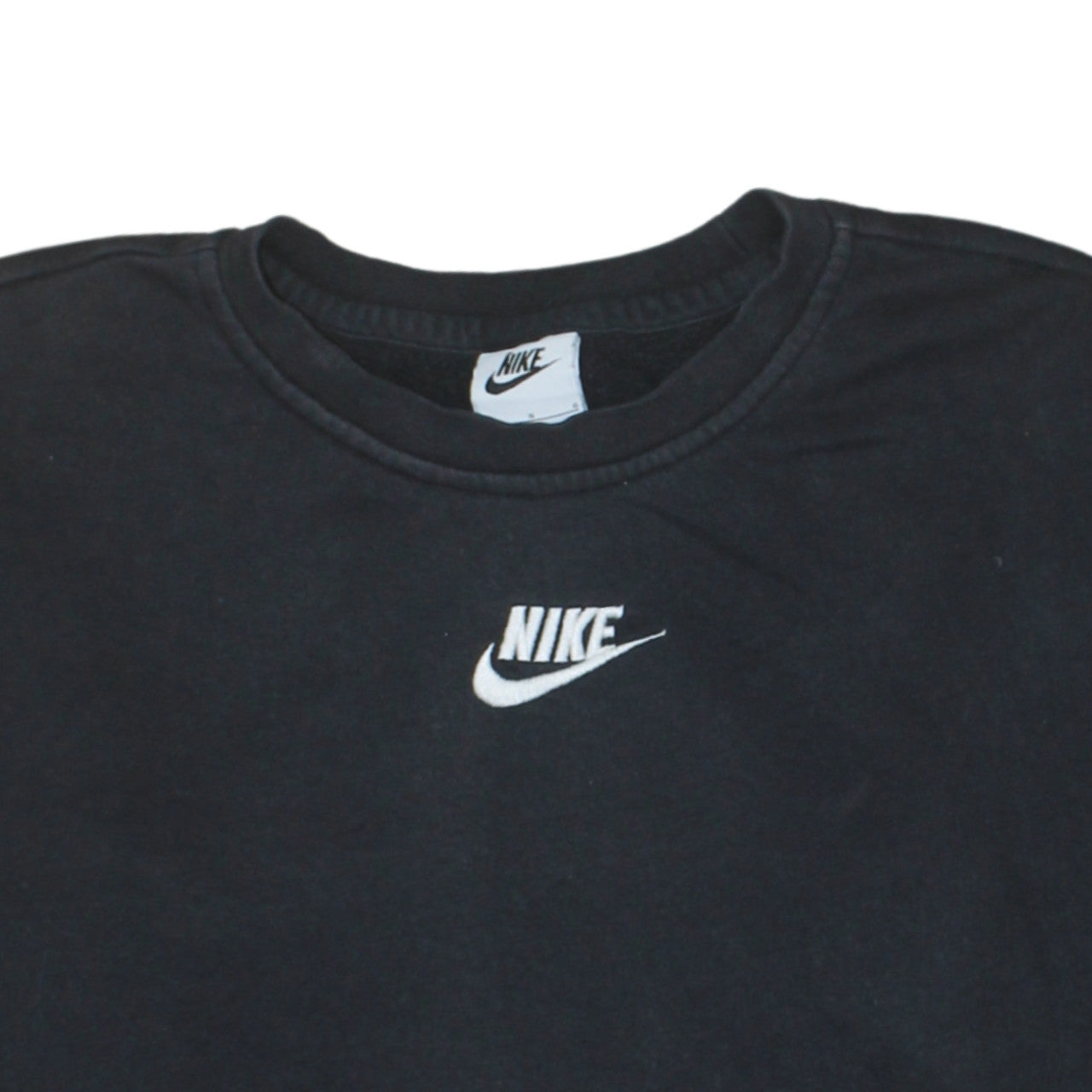 Nike Boys Black Pullover Sweatshirt L (146) Crew Neck Fleece Logo
