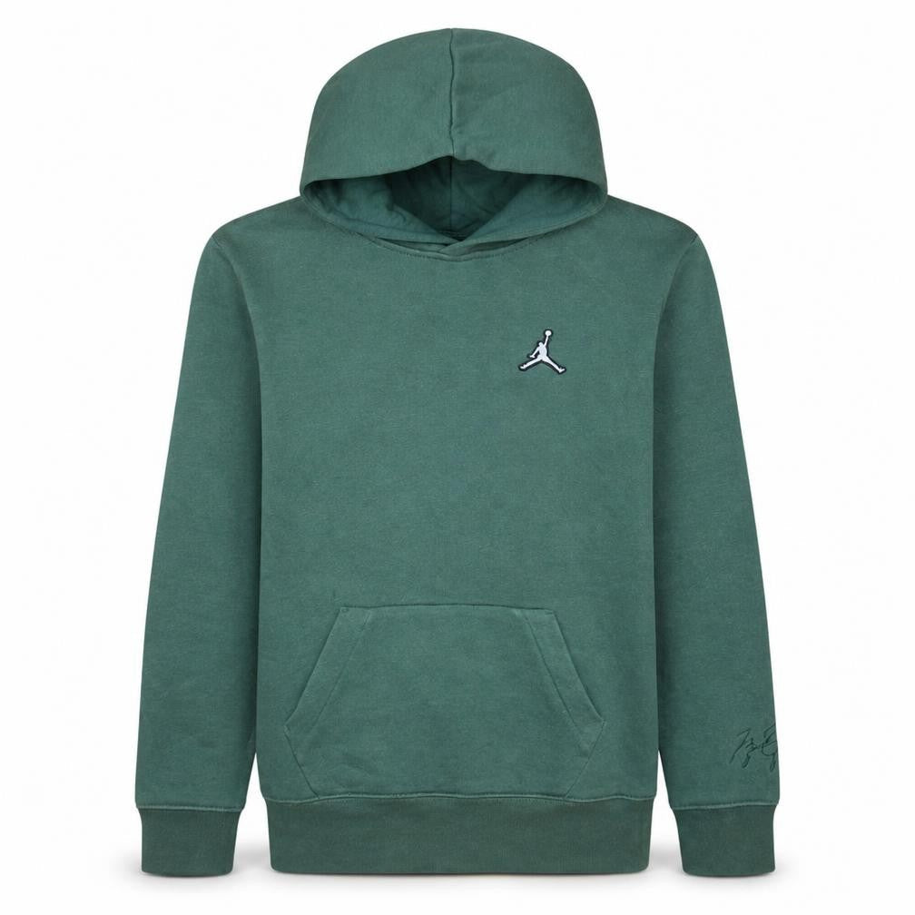 Front view of Jordan boys’ green pullover hoodie 13 years fleece hooded sweatshirt
