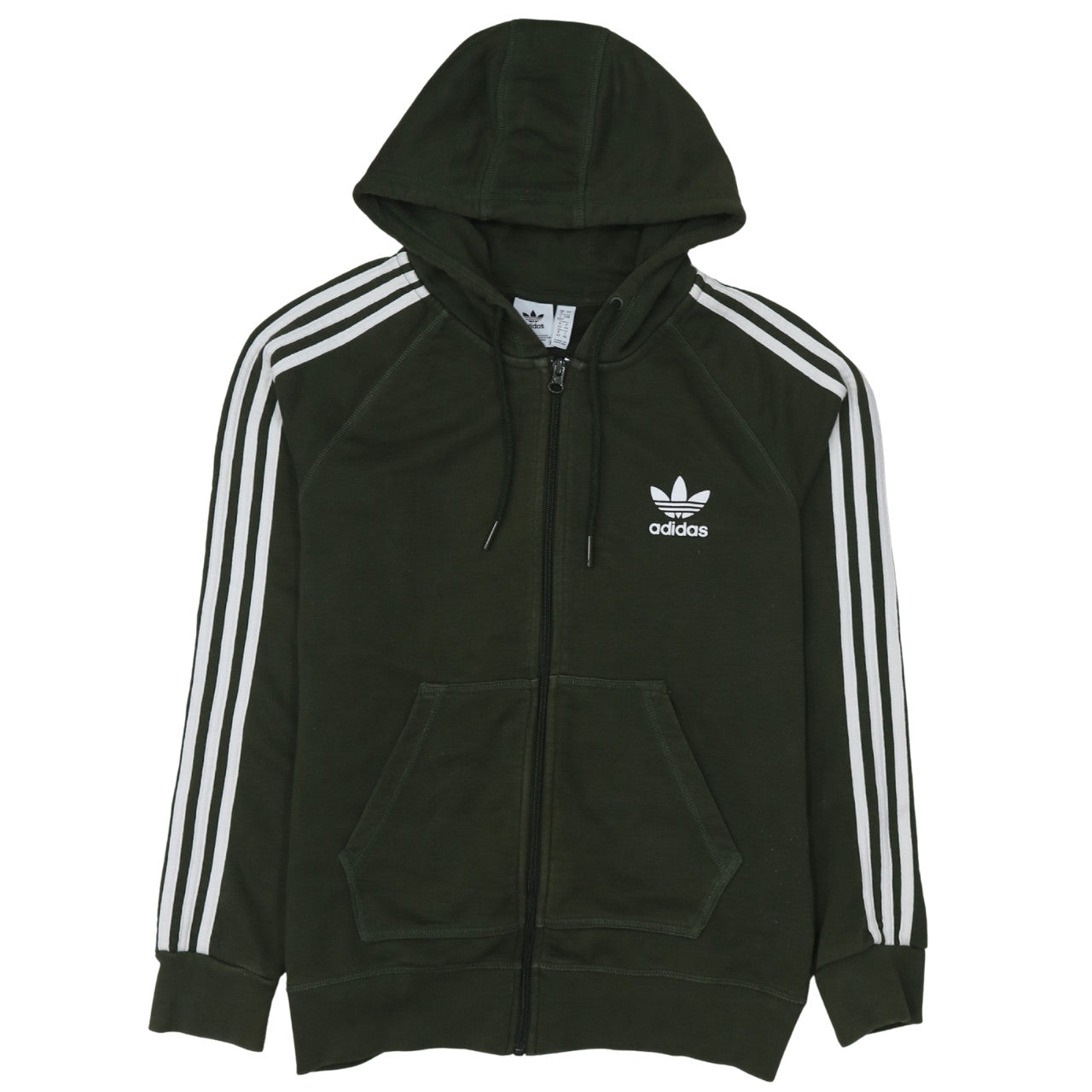 Adidas Womens Green Full Zip Hoodie Size 16 Hooded Sweatshirt
