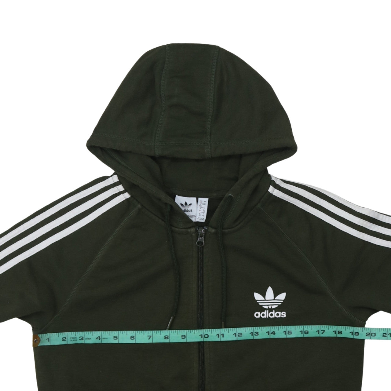 Adidas Womens Green Full Zip Hoodie Size 16 Hooded Sweatshirt