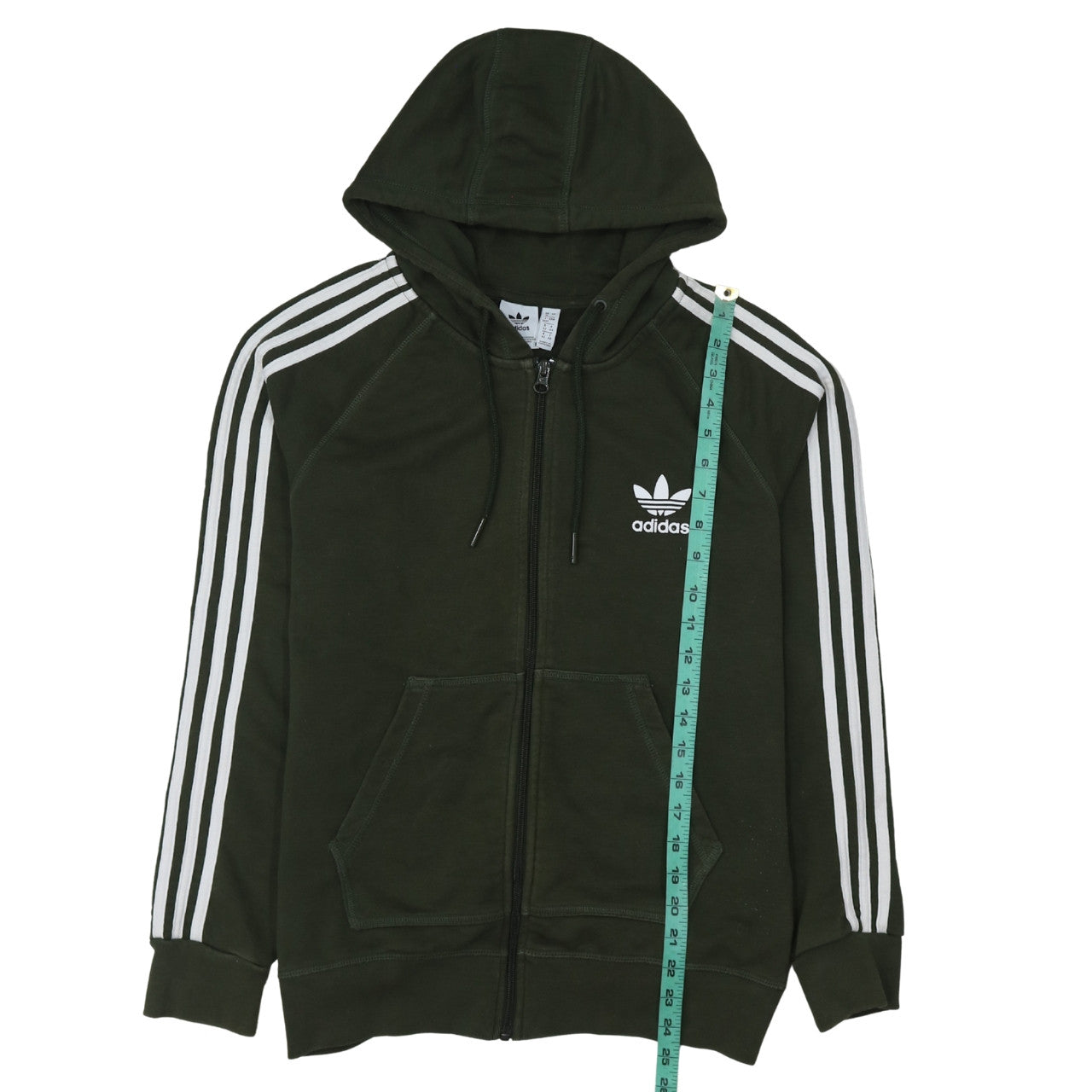 Adidas Womens Green Full Zip Hoodie Size 16 Hooded Sweatshirt