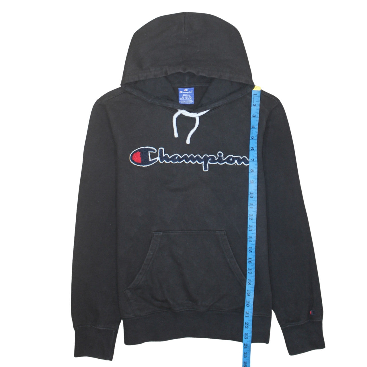 Champion Men's Black Small Pullover Hoodie with Embroidered Logo