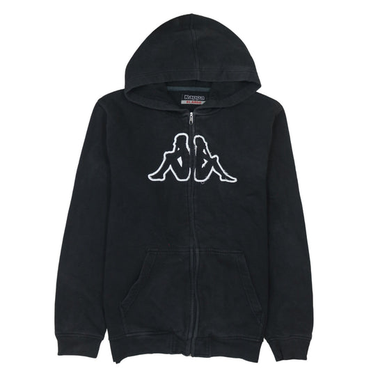 Kappa Men's Black Full Zip Hoodie XL Logo Fleece Sweatshirt