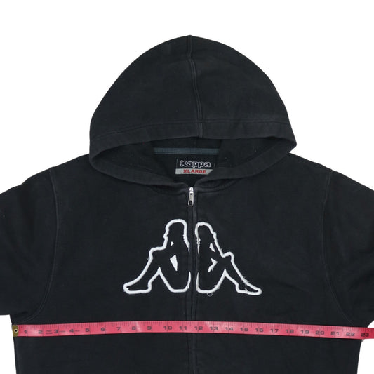 Kappa Men's Black Full Zip Hoodie XL Logo Fleece Sweatshirt
