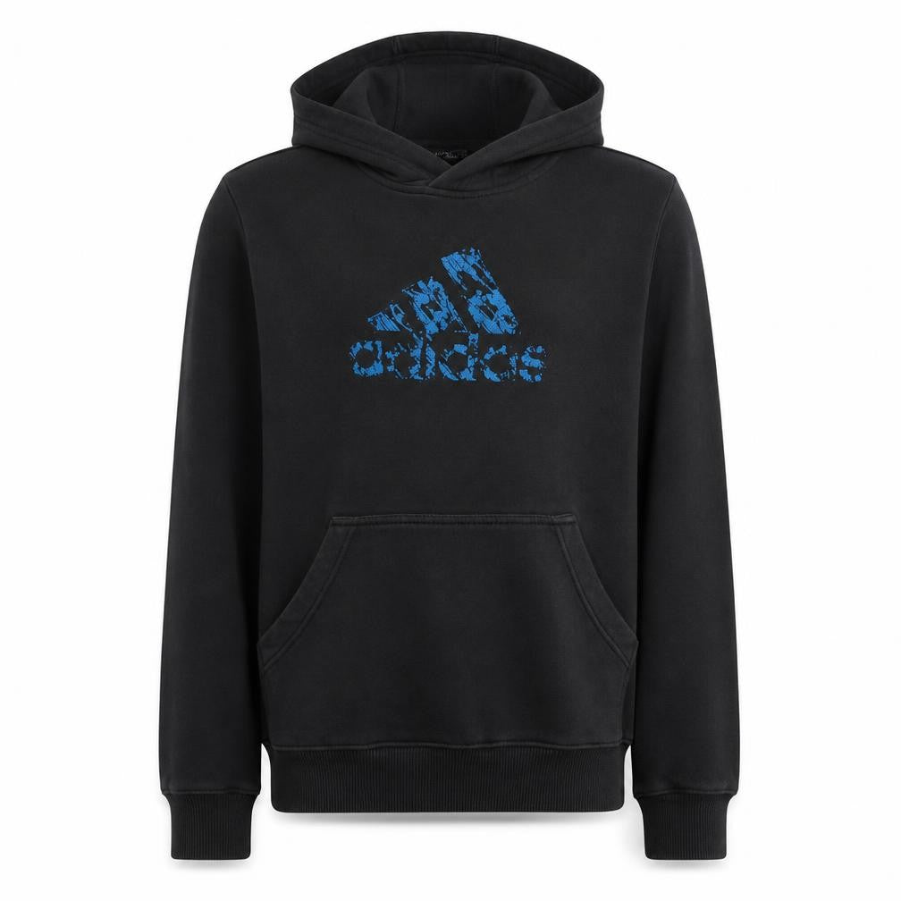 Adidas Boys Black Pullover Hoodie Size 164 Fleece Logo Sweatshirt
