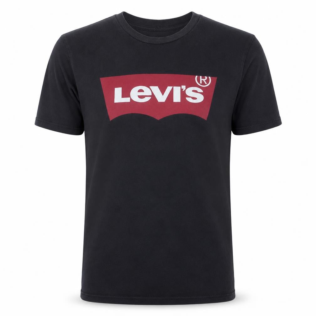 Levi's Men's Black Red Batwing Logo Crew Neck Cotton T-Shirt Size S