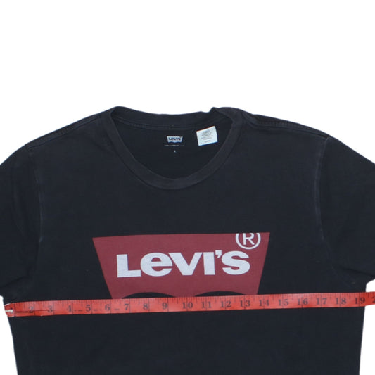 Levi's Men's Black Red Batwing Logo Crew Neck Cotton T-Shirt Size S
