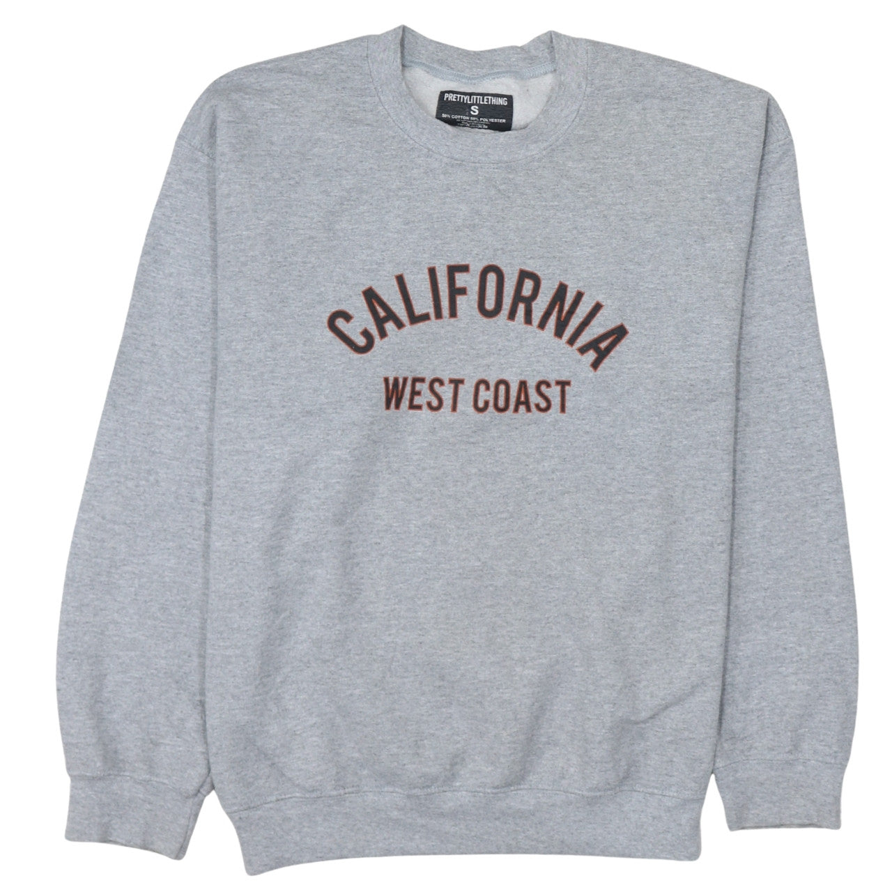 PrettyLittleThing Womens Grey California West Coast Pullover Sweatshirt Size S