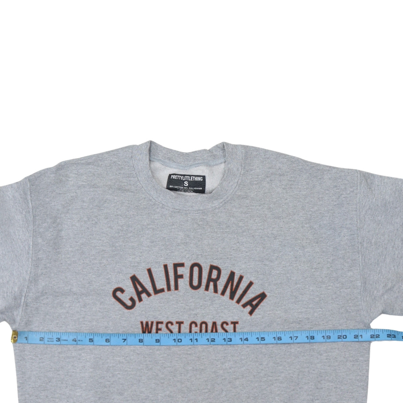 PrettyLittleThing Womens Grey California West Coast Pullover Sweatshirt Size S