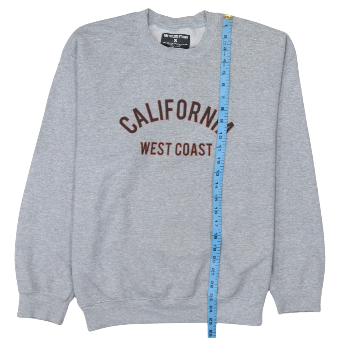 PrettyLittleThing Womens Grey California West Coast Pullover Sweatshirt Size S