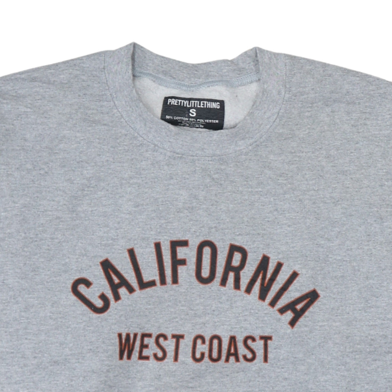 PrettyLittleThing Womens Grey California West Coast Pullover Sweatshirt Size S