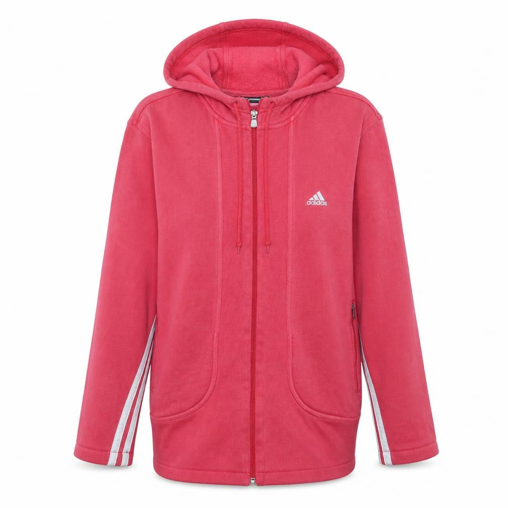 Adidas Women Pink Full Zip Hoodie Fleece Lined Size M