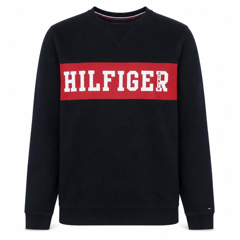 Tommy Hilfiger Denim Men's Black Logo Crew Neck Sweatshirt M