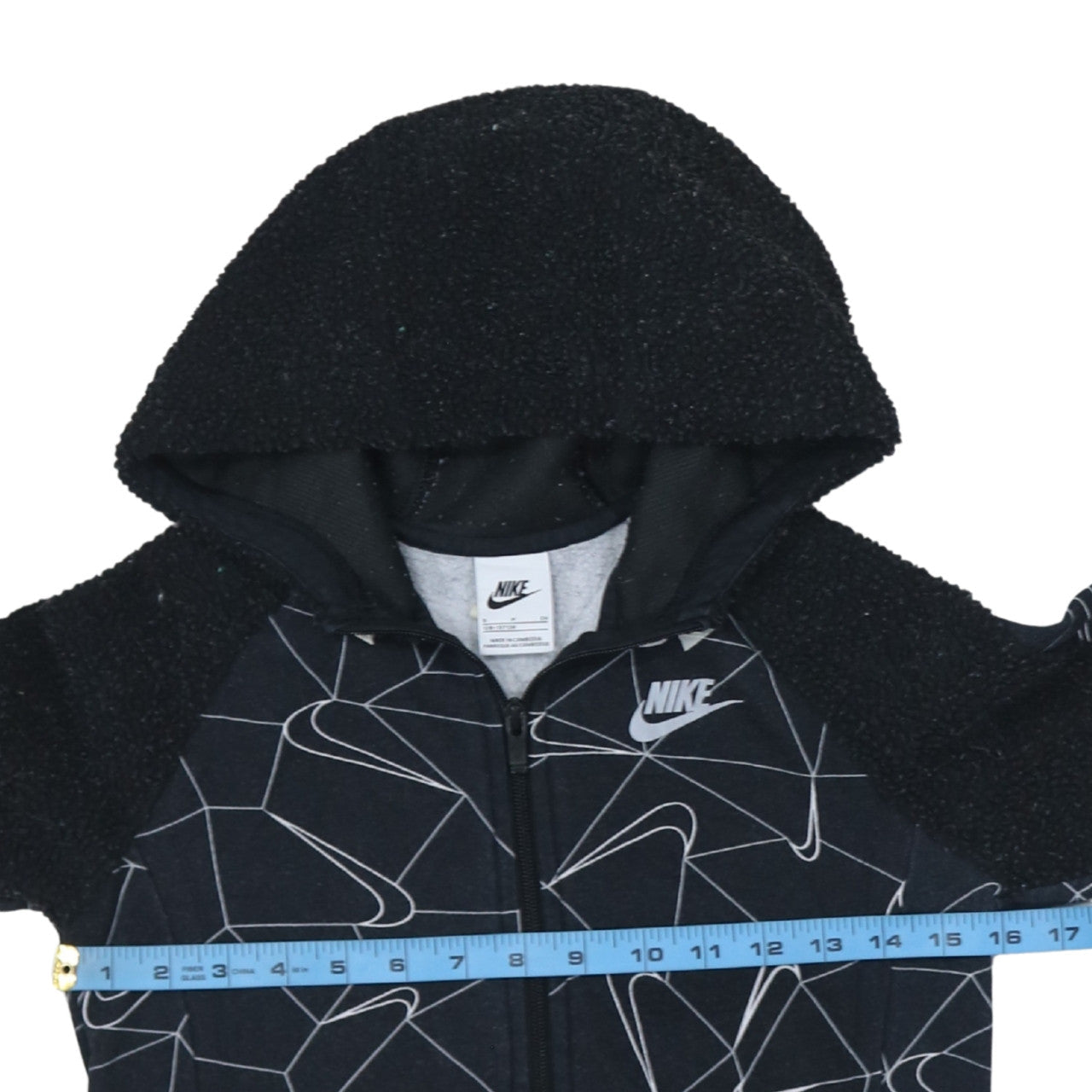Nike Boys Black Full Zip Hoodie Sweatshirt 128-137cm S Graphic Fleece