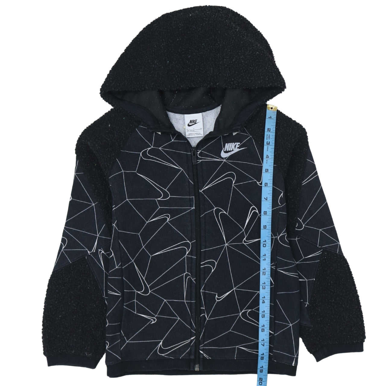 Nike Boys Black Full Zip Hoodie Sweatshirt 128-137cm S Graphic Fleece