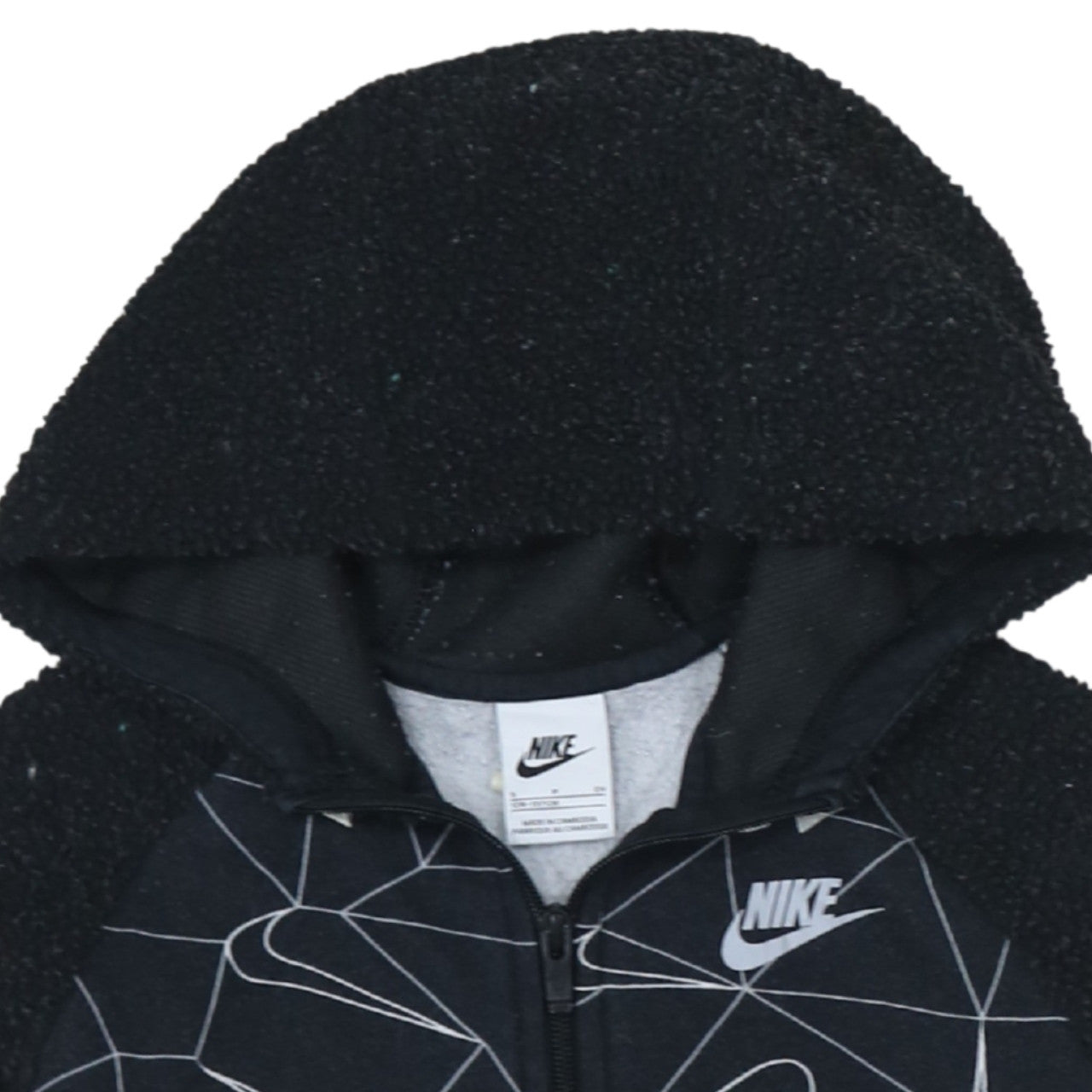 Nike Boys Black Full Zip Hoodie Sweatshirt 128-137cm S Graphic Fleece