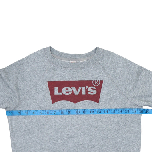 Levi's Womens Grey Crew Neck Logo Pullover Sweatshirt Size S